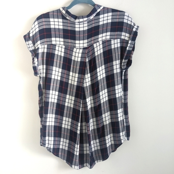𝅺jachs Girlfriend Plaid Short Sleeve Front Pockets M - Picture 2 of 9